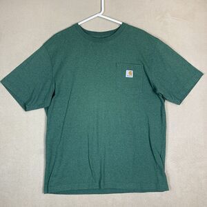 Carhartt Shirt Men Large Green Loose Fit Workwear Short Sleeve T-Shirt‎ Adult